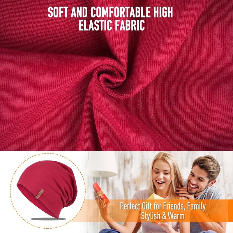 HAMUNI Slouchy Beanie for Women Cotton Beanies Hats Men Lightweight Soft Chemo Headwear Warm Skull Cap for All Seasons - Image 4